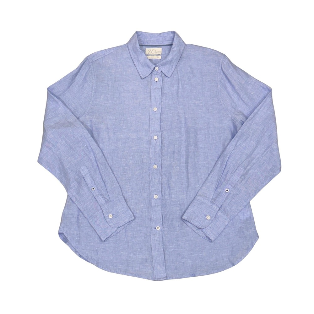 J.Crew Womens 12 Blue Baird McNutt Irish Linen Slim‎ Fit Shirt
